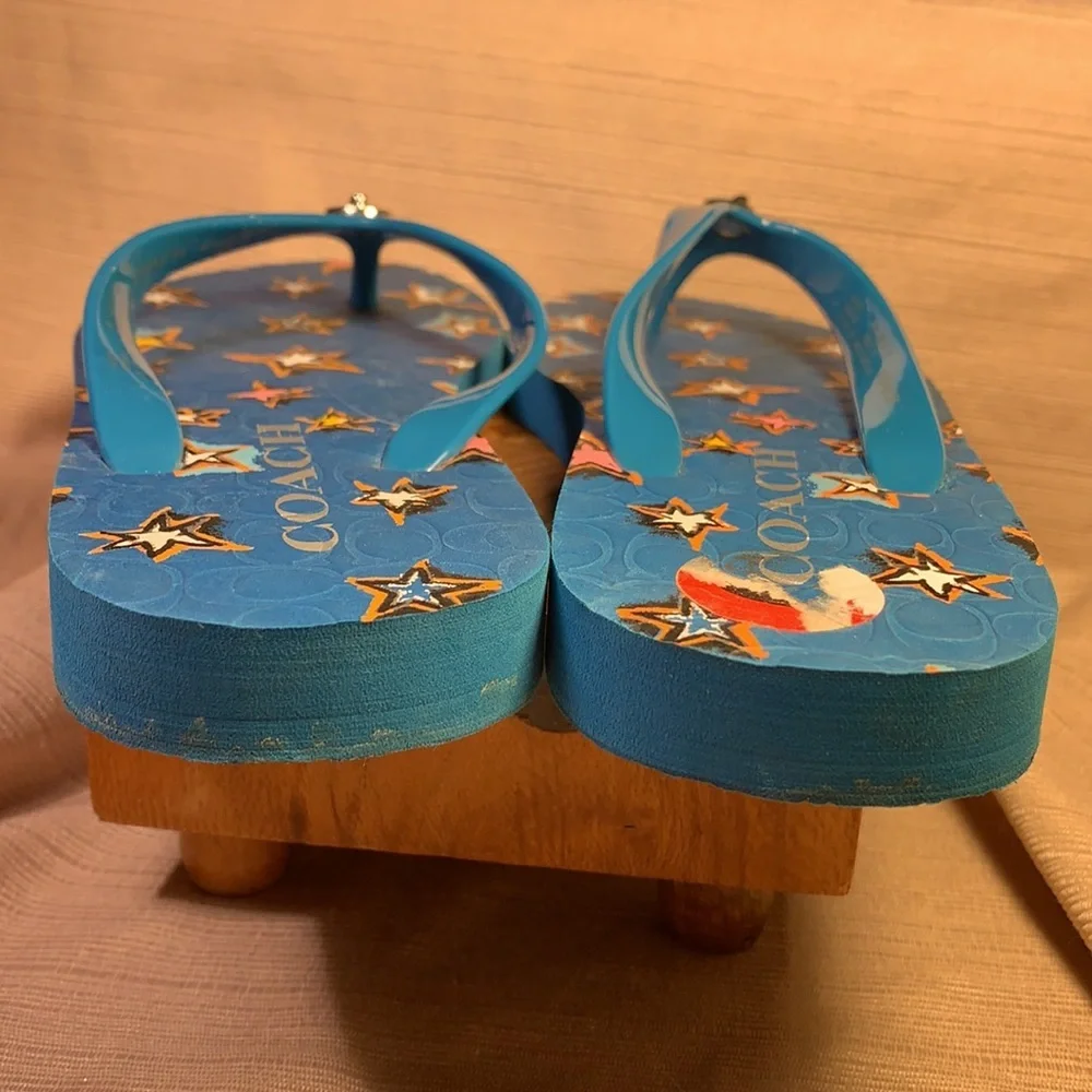 Coach star flip-flops worn once (partial tags)